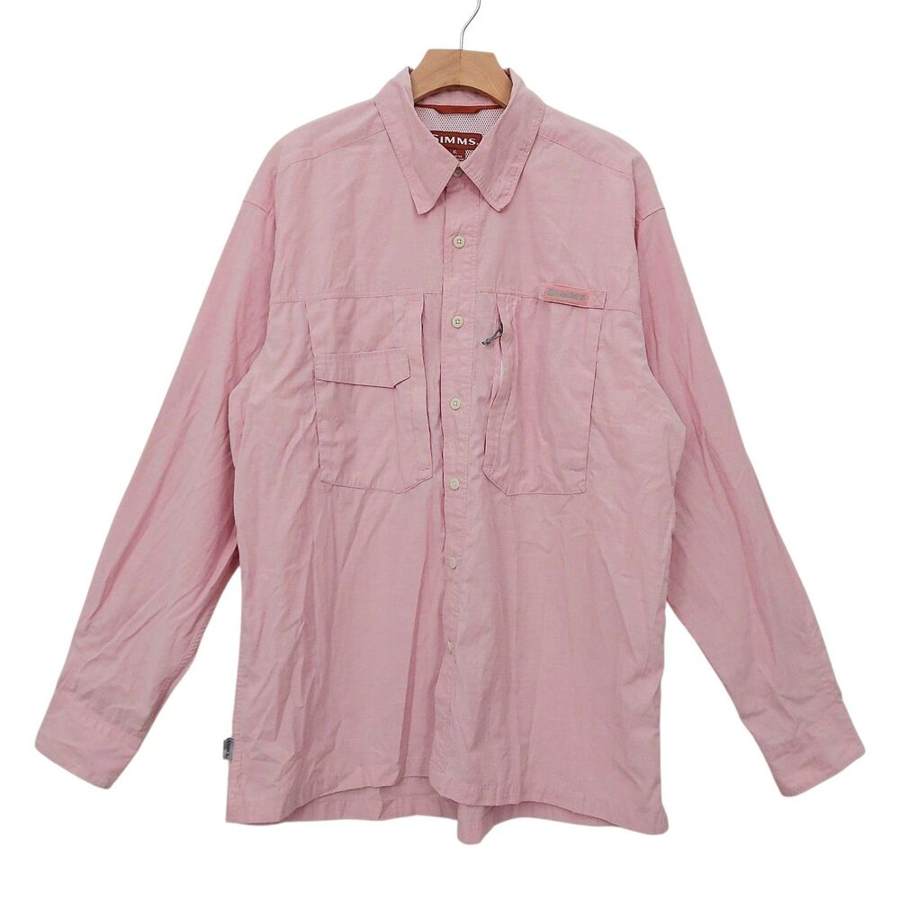 Simms Shirt Mens XL Pink Roll Tab Sleeve COR3 Gorpcore Athletic Fishing Sporty